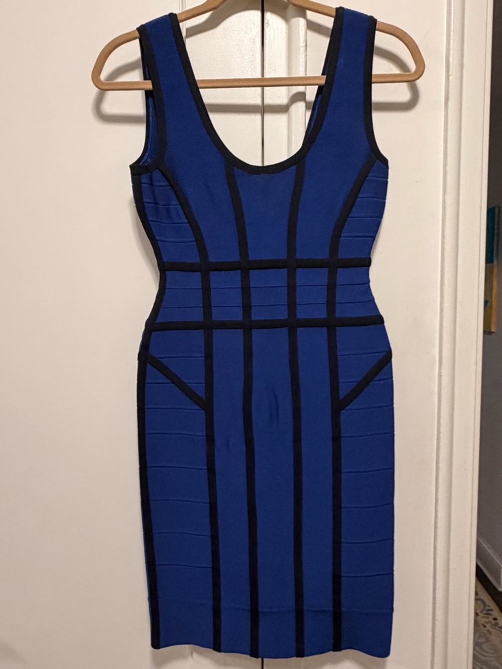 Hervé Léger Bodycon Dress - Blue & Black - Size S